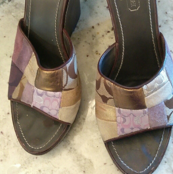 Authentic Coach Patchwork Leather/Suede Wedges - Picture 6 of 7